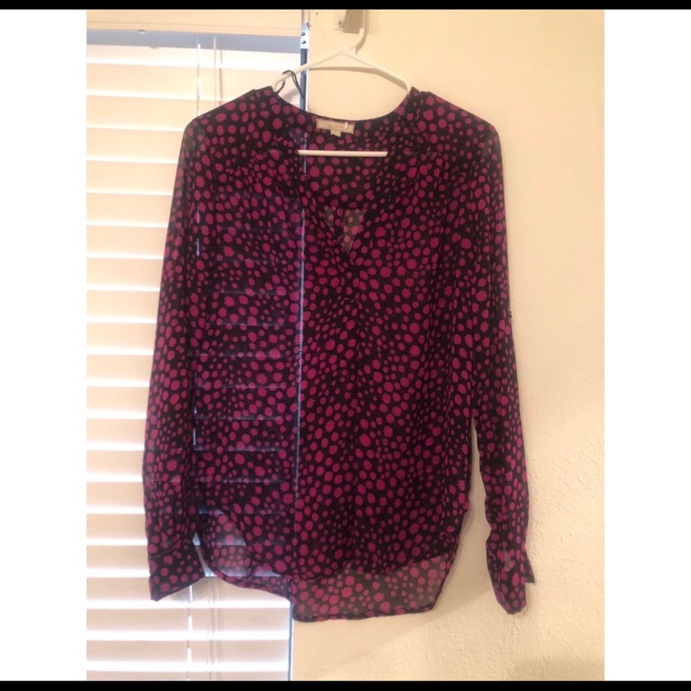 Black/Pink Sheer Pleione Blouse